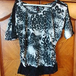 Pre-loved black and white cheetah cotton top
